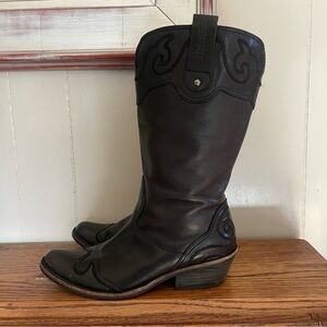 SPIRIT Black Leather Western Boots